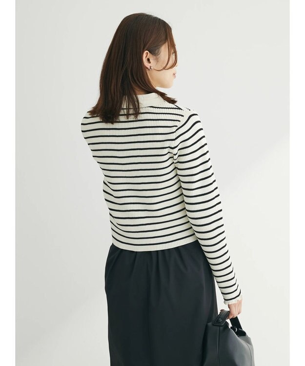 Green Parks ・ＥＬＥＮＣＡＲＥ　ＤＵＥ　Ｗ　ＺＩＰ　ボーダーカーデ Off White