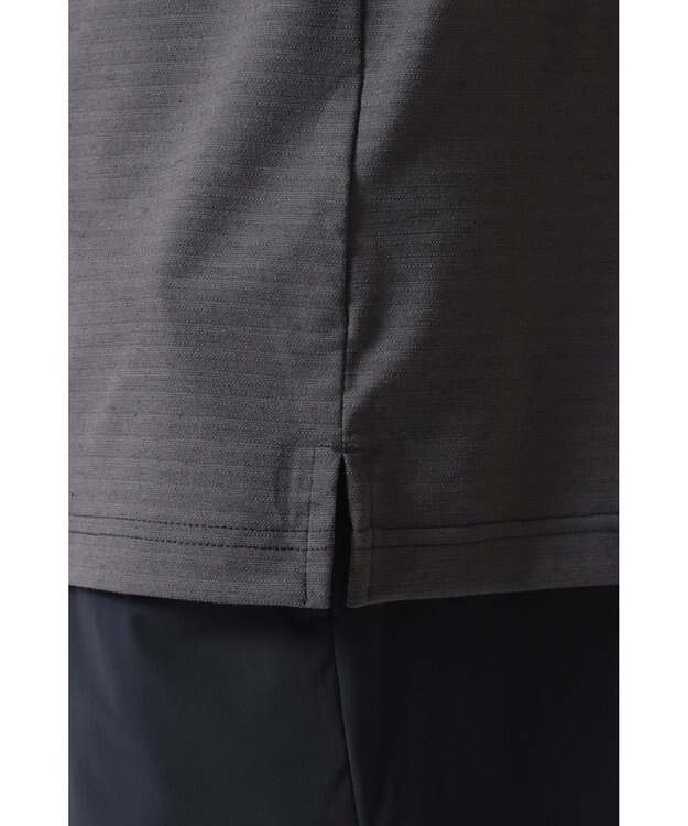 DAKS DAKS GOLF ボーダー冷感リネンミックス 半袖ポロシャツ ブラック