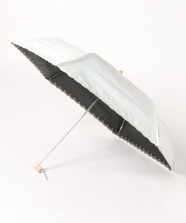 UNBILLION カシュネ cachenez / PUフローラルラメ刺繍3段折りたたみ傘 ホワイト