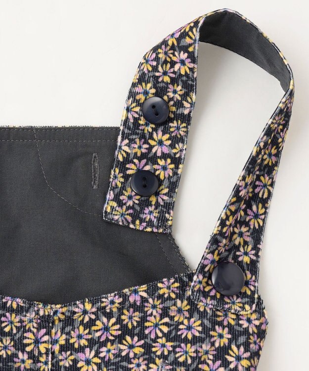 組曲 KIDS 【150-160㎝】モノトーンフラワーコーデュロイ ワンピース ブラック系5