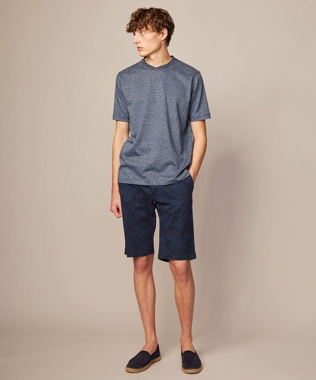 JOSEPH ABBOUD 【リネン素材/清涼感/吸水速乾】リネン天竺ボーダー Ｔシャツ サックスブルー系1