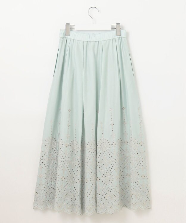 自由区 S 【カタログ掲載・洗える】エンブロイダリーローン スカート アクア×ベージュ