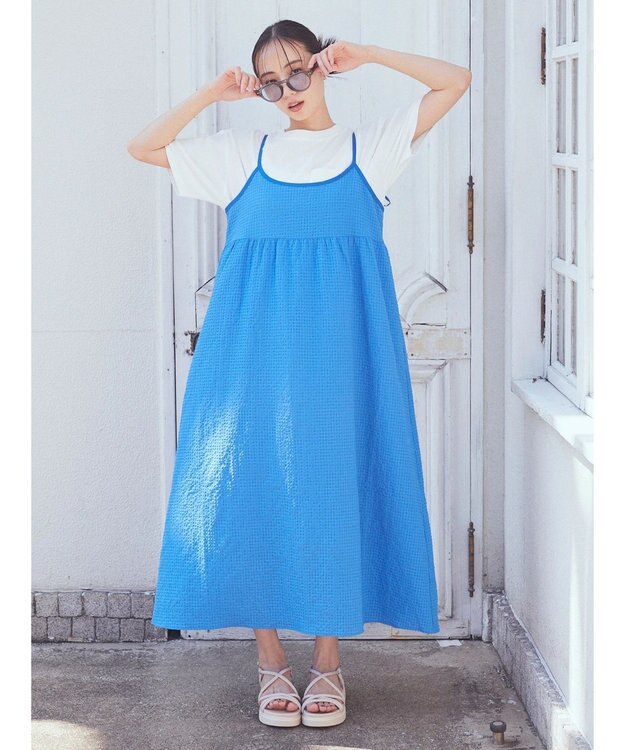 earth music&ecology バックリボンキャミワンピース Blue