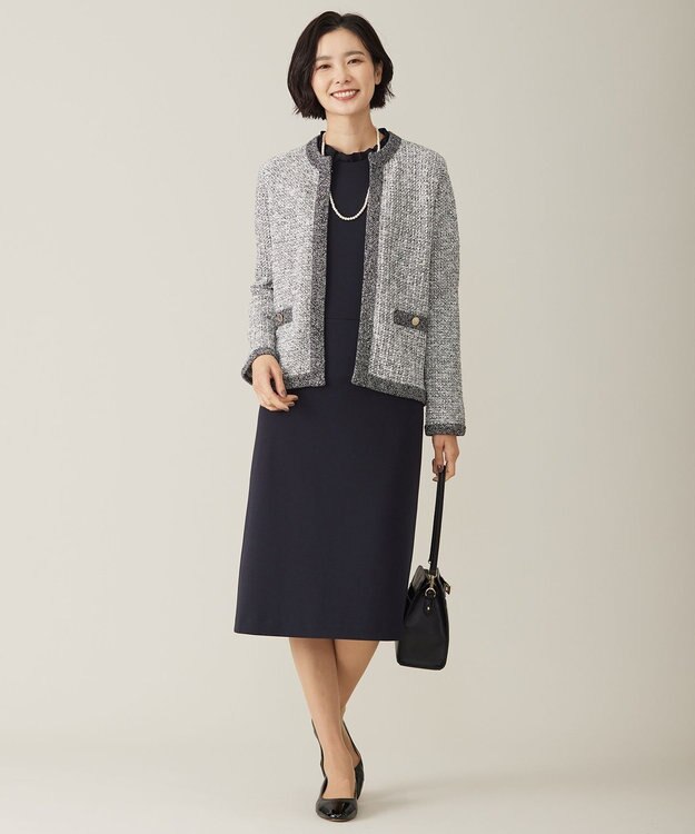 J.PRESS LADIES 【WEB限定カラーあり・洗える】TWEED ニット ジャケット ブラック系5