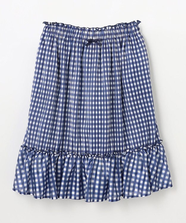 組曲 KIDS 【150-160㎝】ギンガムチェックプリーツ スカート ネイビー系