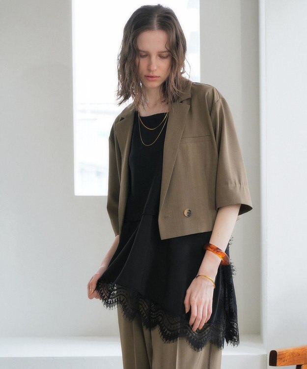 YECCA VECCA 2wayアシメデザインノースリーブブラウス Black