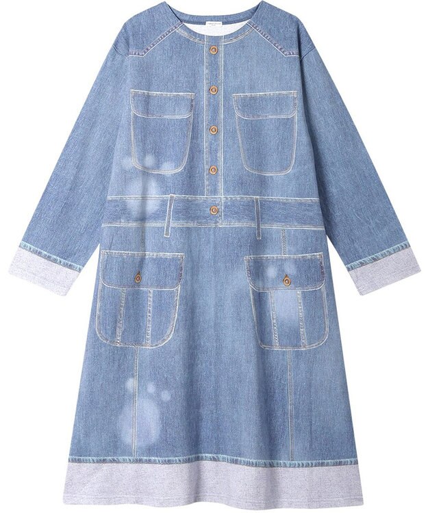 tsumori chisato SLEEP ツモリチサト ルームウエア ワンピース 長袖 綿100%(本体) ロング丈(ふくらはぎ付近) UNX557 /ワコール ブルー