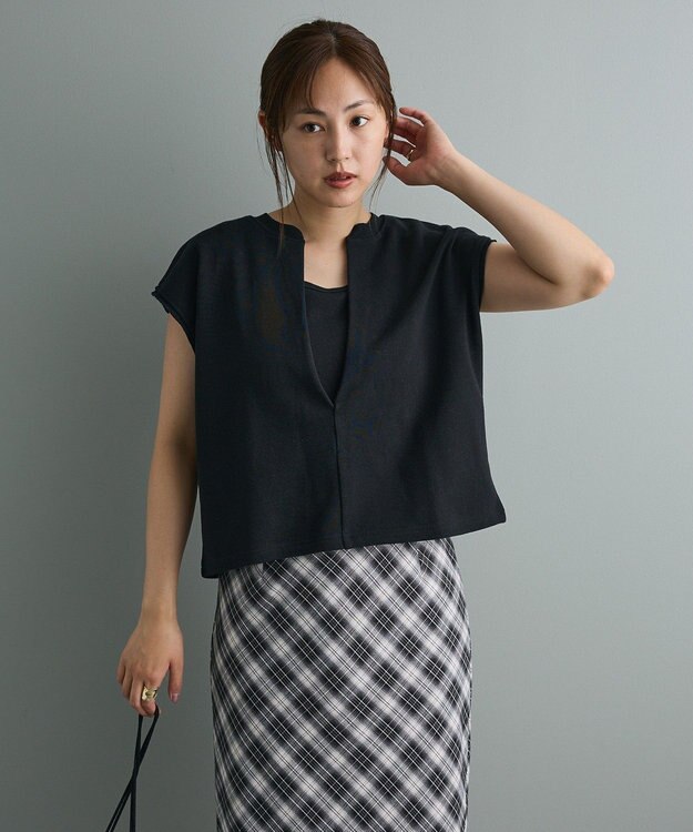 CRAFT STANDARD BOUTIQUE 裏毛深Ｖベスト Black