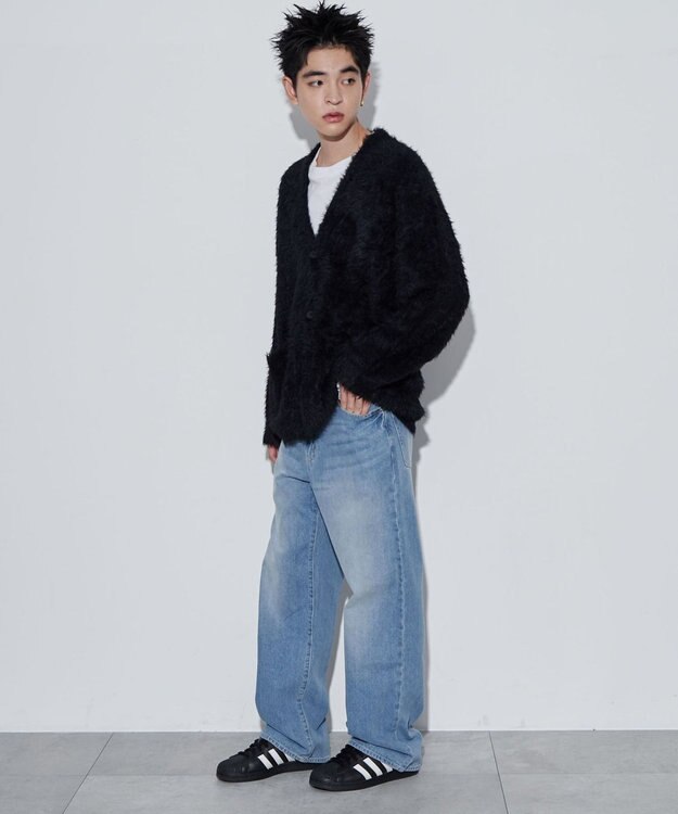 WEGO 【ユニセックス着用ITEM】フェザーカーディガン ブラック