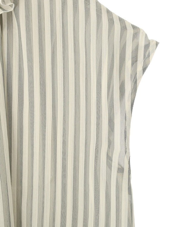 YECCA VECCA ギャザーリボンブラウス Stripe