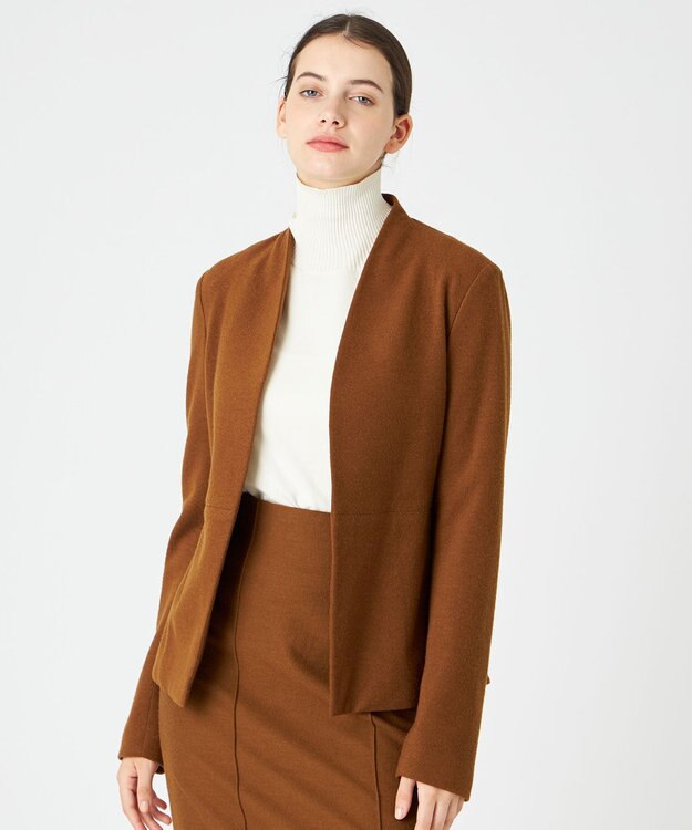 BEIGE， MAZARINE / ノーカラージャケット L.Brown