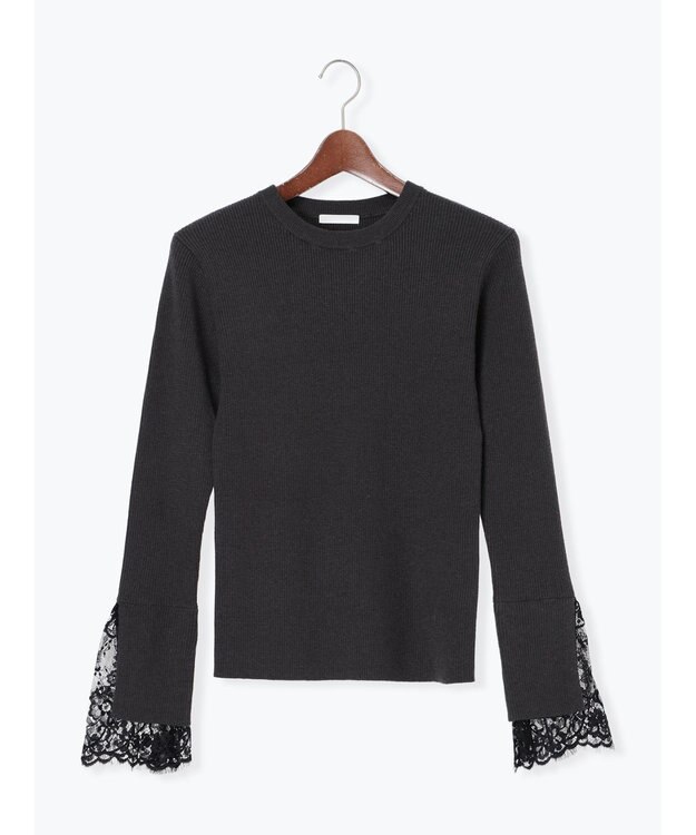 Te chichi レースカフスレイヤードニット チャコールグレー