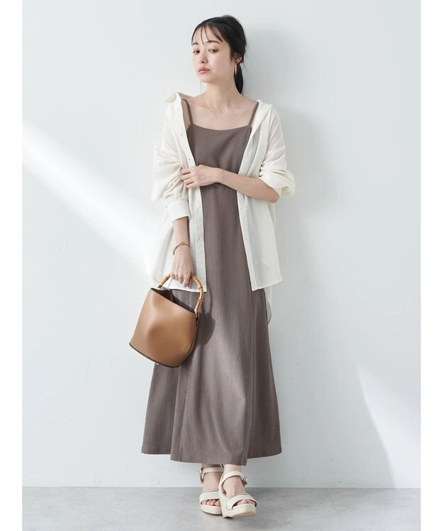 earth music&ecology ＳＥＴ２点　フリルショルダーツーピースワンピース Brown