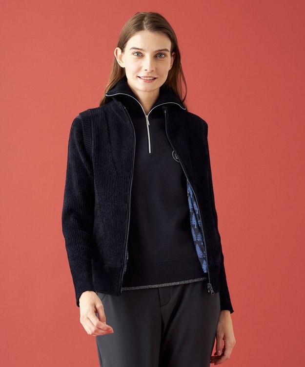 23区GOLF 【WOMEN】ストレッチモールハーフジップ ニット ネイビー系