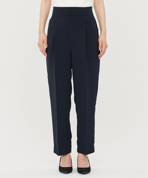 uncrave 【防シワ・洗濯機洗い可】ウォッシャブルダブルクロス テーパード パンツ ネイビー