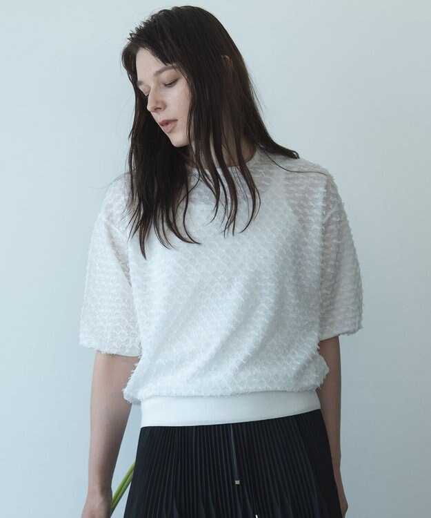 自由区 【カトリエムブーケ】Jacquard coupe シアージャカードニット オフ