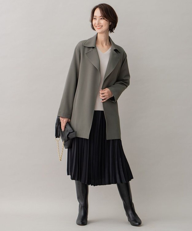 自由区 ミドル丈 トレンチコート グレー系