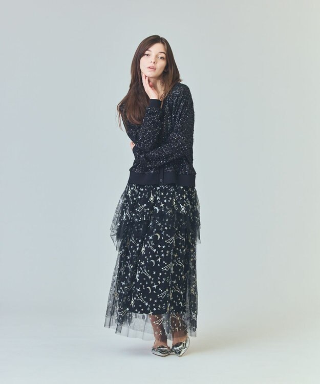 GRACE CONTINENTAL スペースembチュールスカート ブラック