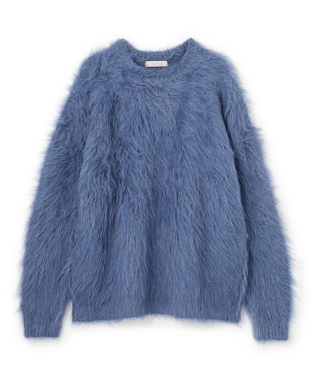 UNFILO MENS 【男女兼用】シャギー クルーネックニット ブルー