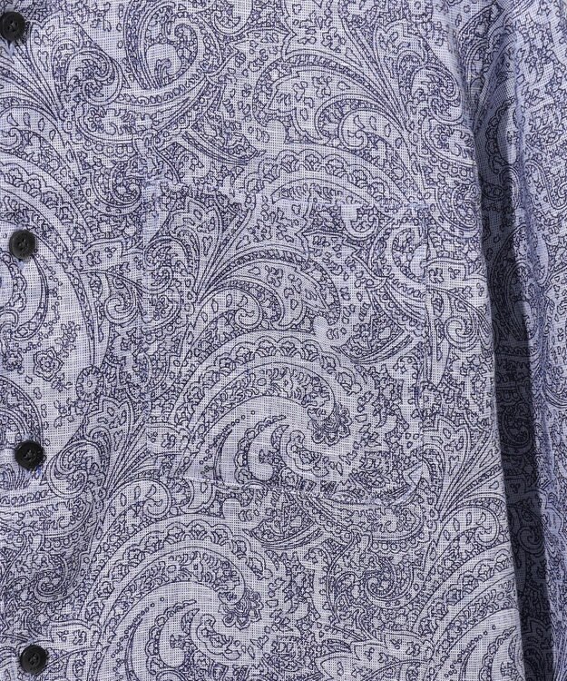 JOSEPH ABBOUD 【キングサイズ・麻100％・軽い・涼しい】 モイスチャーリネンペイズリー シャツ ネイビー系6