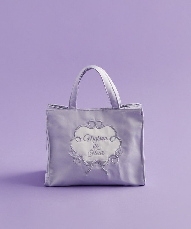 Maison de FLEUR コットンキャンディ刺繍トートバッグ Grayish Blue