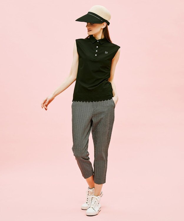 23区GOLF 【WOMEN】カノコ刺繍 ノースリーブ シャツ ブラック系