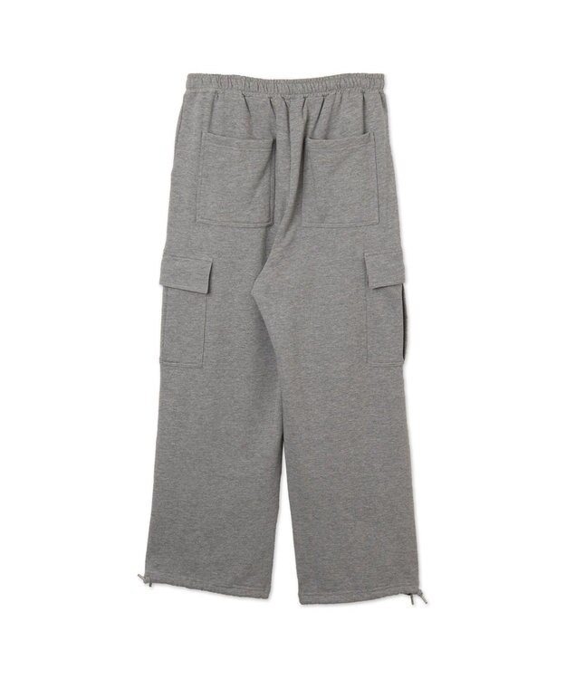 WEGO 【ウエストゴム/MLサイズ展開】ワイドカーゴスウェットパンツ 杢グレー