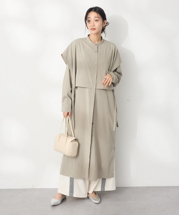 CRAFT STANDARD BOUTIQUE レイヤード風シャツワンピース Gray Beige