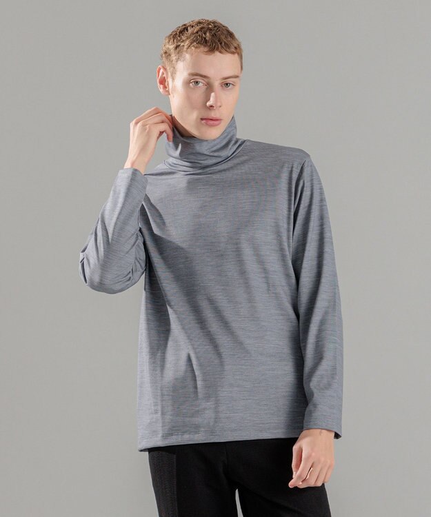 JOSEPH HOMME ウールジャージーウォッシャブル　タートルネック ライトグレー系