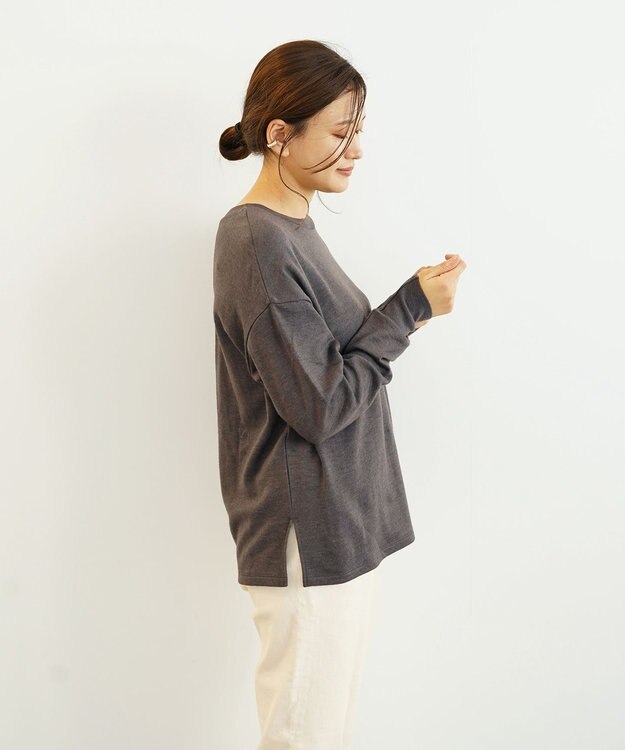 TOQUE 〈大草直子さんアドバイザー〉【ユニセックス】ロイヤルベビーアルパカ×タンギスコットン 裏毛 クルーネックトップス チャコールグレー