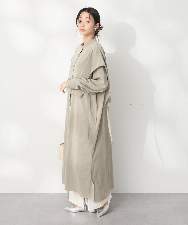 CRAFT STANDARD BOUTIQUE レイヤード風シャツワンピース Gray Beige