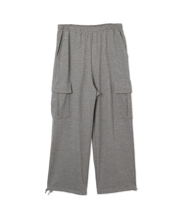 WEGO 【ウエストゴム/MLサイズ展開】ワイドカーゴスウェットパンツ 杢グレー