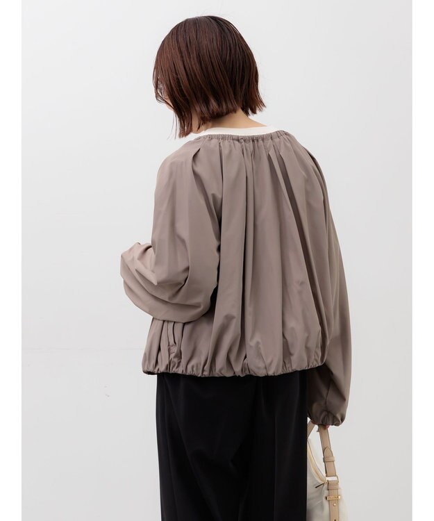 Te chichi ノーカラーギャザージップブルゾン モカ