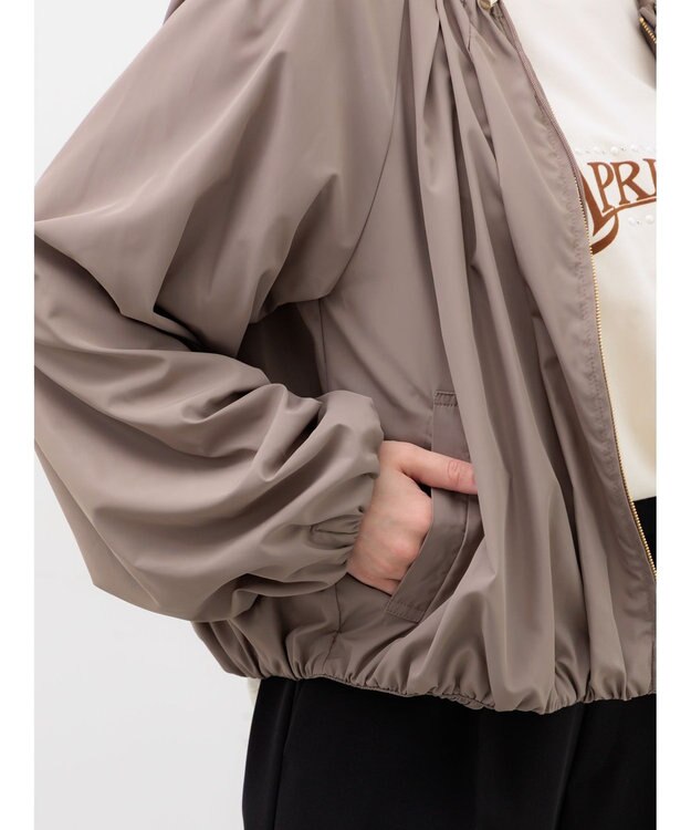 Te chichi ノーカラーギャザージップブルゾン モカ