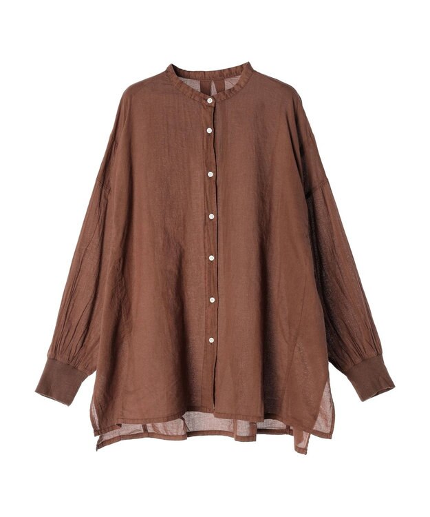 CRAFT STANDARD BOUTIQUE シアーボイルピグメント染めバンドカラーシャツ Brown