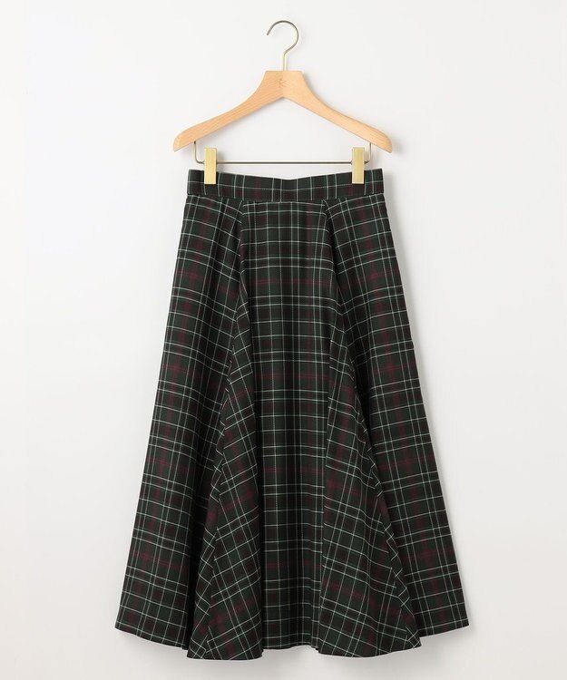 組曲 L シアーツイルチェック フレアスカート グリーン系9