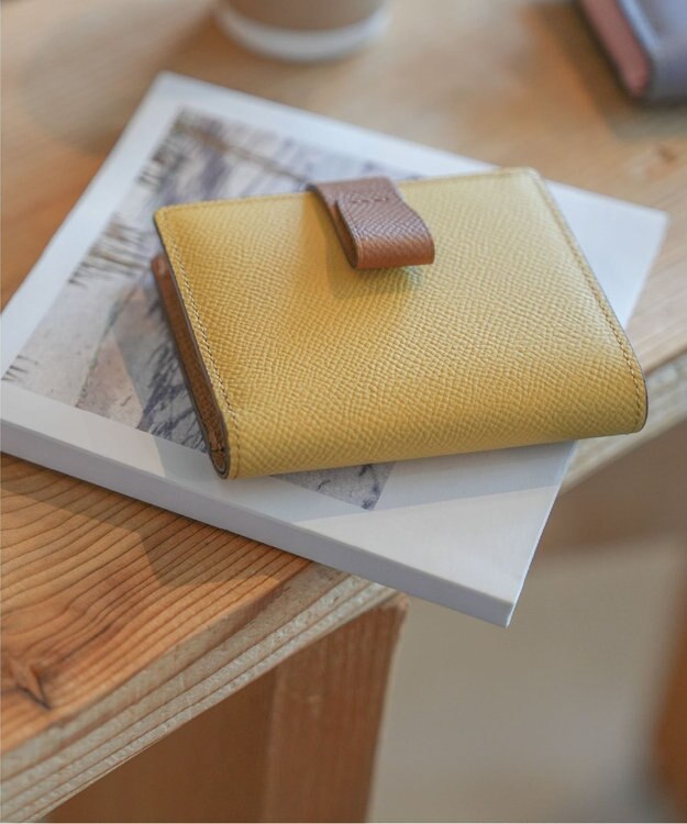 Atelier nuu 日本製 本革 バイカラーnoble 二つ折れウォレット new!マスタードイエロー×キャメル