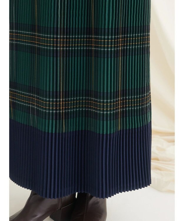 CRAFT STANDARD BOUTIQUE 配色チェックプリーツスカート Check Green