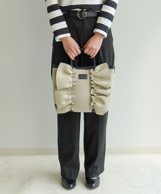 ACE BAGS & LUGGAGE JEWELNA by Jewelna Rose フリルトートバッグ 16205 軽量 2WAY ショルダーバッグ リボン ライトグレージュ
