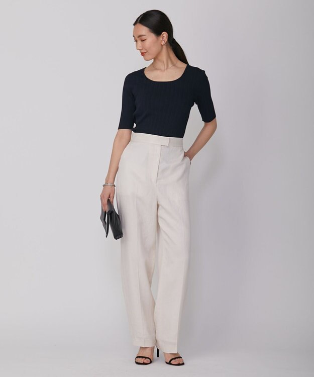 ICB L 【新色追加・洗える】シンセティックハイゲージ 5分袖リブニット ネイビー系