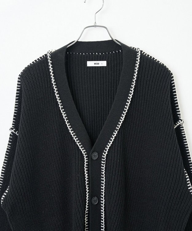 WEGO ハンドステッチカーディガン ブラック