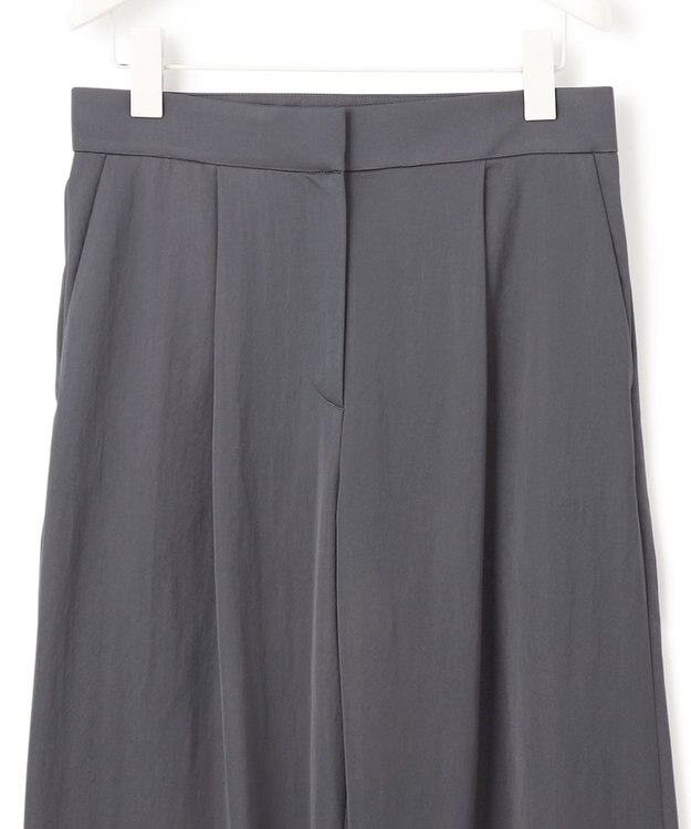 ICB 【接触冷感・UVケア・洗える】 ヴィスコースナイロンサテン ワイドパンツ チャコール系