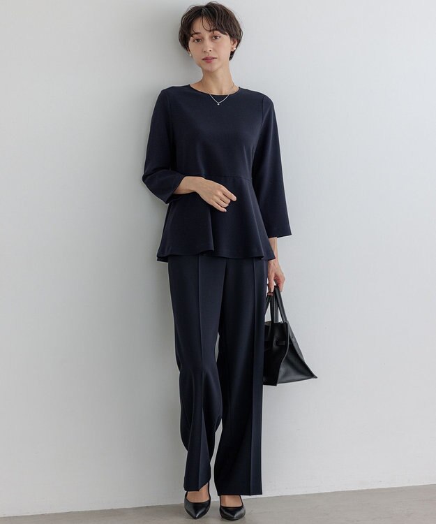 23区 L 【VERY3月号掲載/セットアップ対応】トリアセダブルジョーゼット フルレングス パンツ ネイビー系