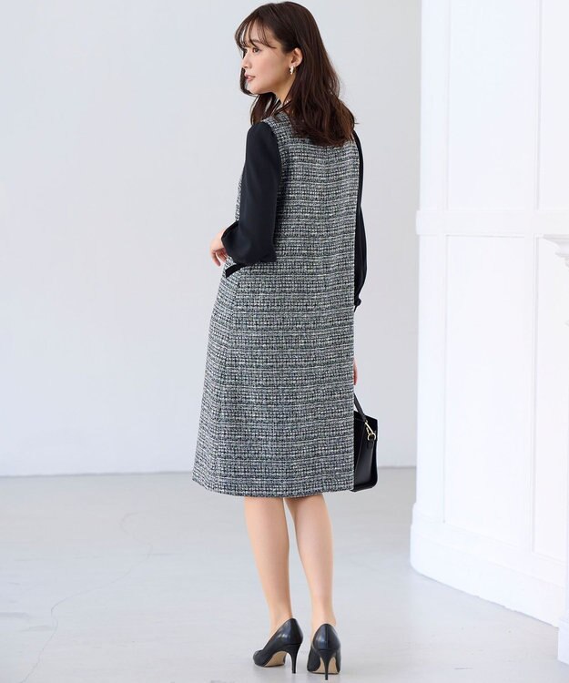 組曲 【KUMIKYOKU NAVY】ラメループモールツイード ワンピース ネイビー系1