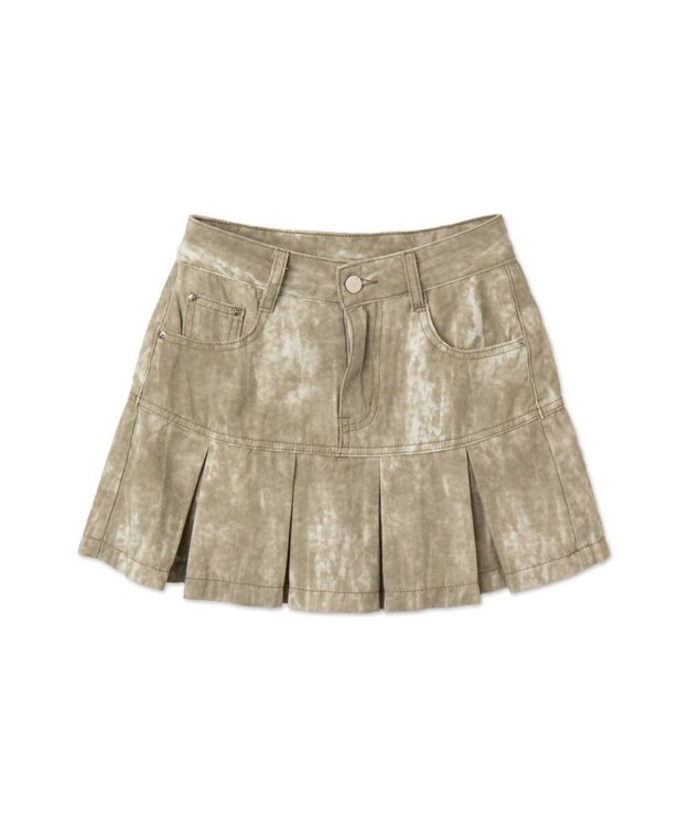 WEGO ウオッシュドプリーツミニスカート ベージュ