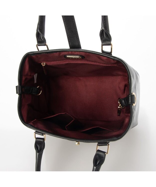 LA BAGAGERIE シープレザー キルトコンビ2WAYミニトート ブラック