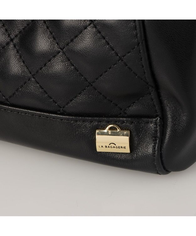 LA BAGAGERIE シープレザー キルトコンビ2WAYミニトート ブラック