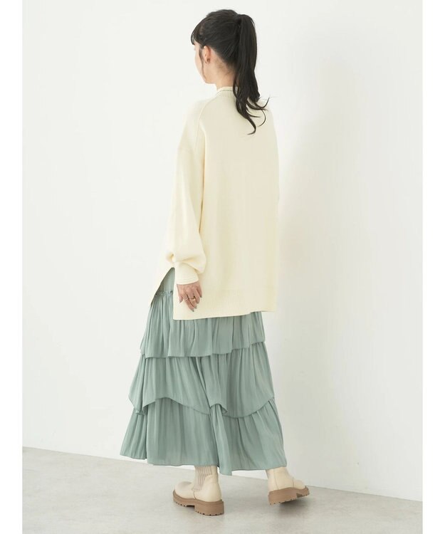 earth music&ecology やわらかタッチハイネックチュニック Ivory