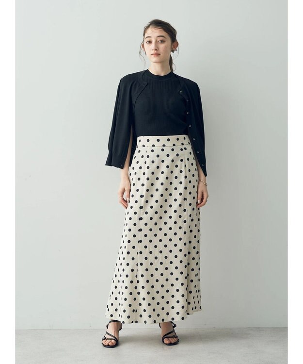YECCA VECCA レーヨンリネンドットマーメイドスカート Light Beige