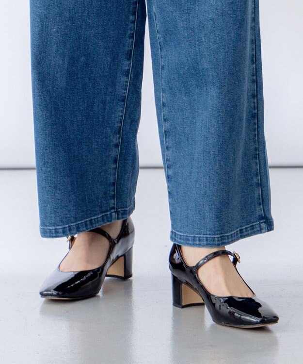 組曲 ビジューバックルメリージェーン パンプス ブラック系